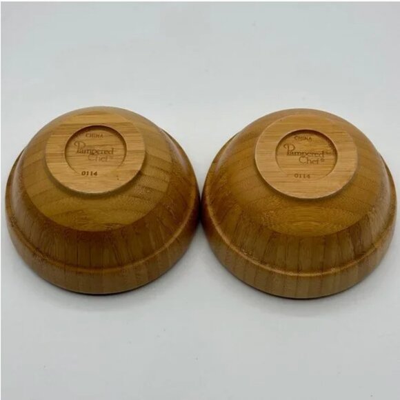 Pair of Pampered Chef Bamboo Party Snack Bowls - Picture 2 of 5